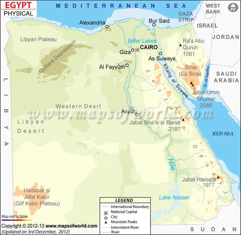 Physical Map of Egypt, Egypt Physical Map