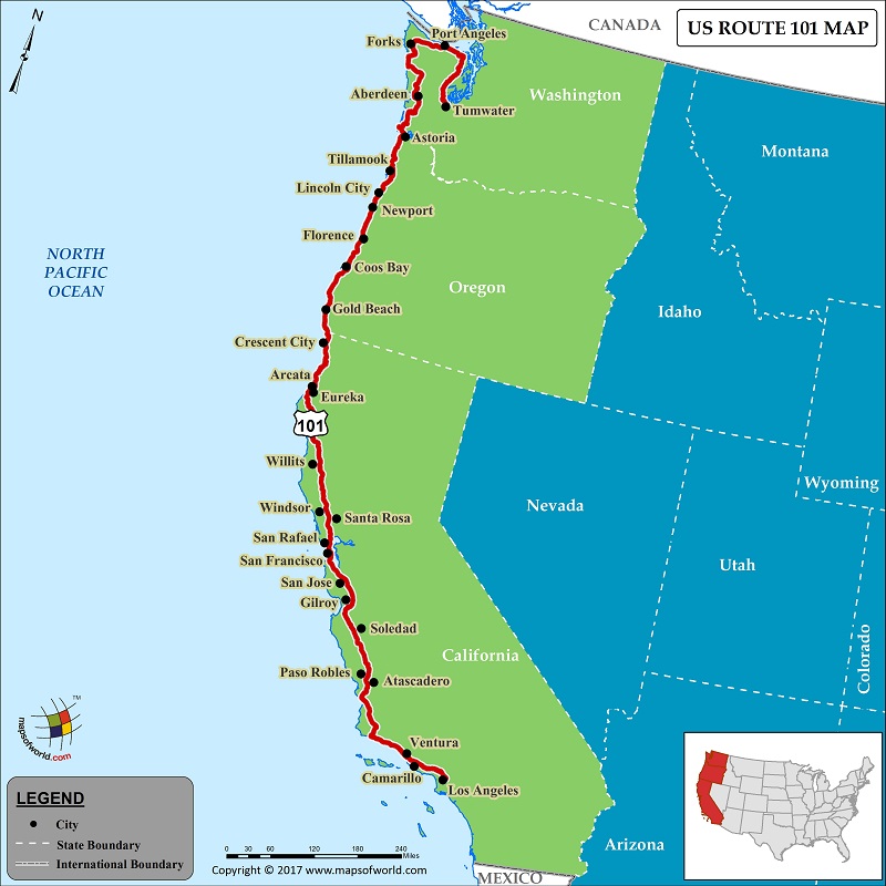 US Route 101 Map