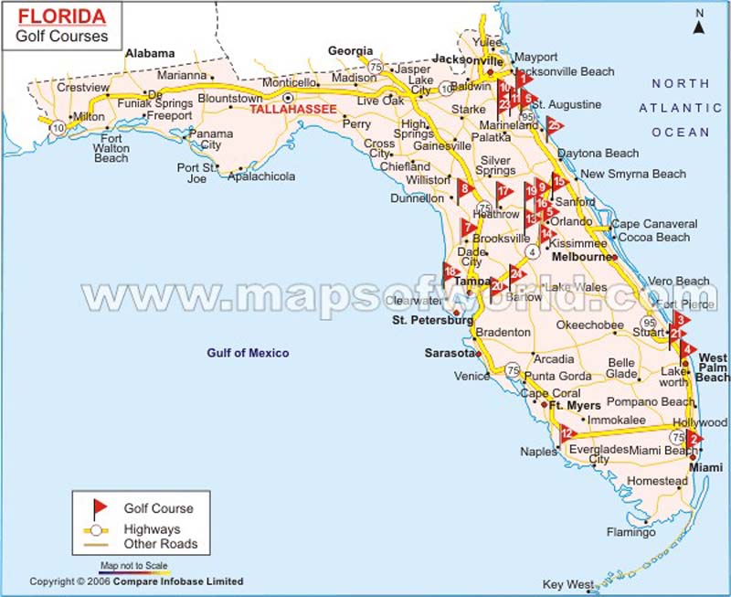 Florida Golf Courses Map, Golf Courses in Florida