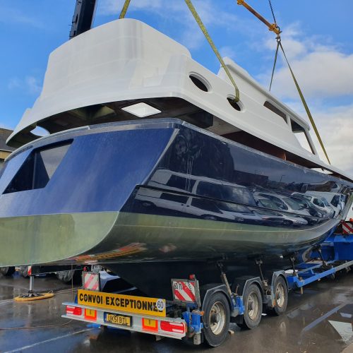 Transporting a marine boat mould