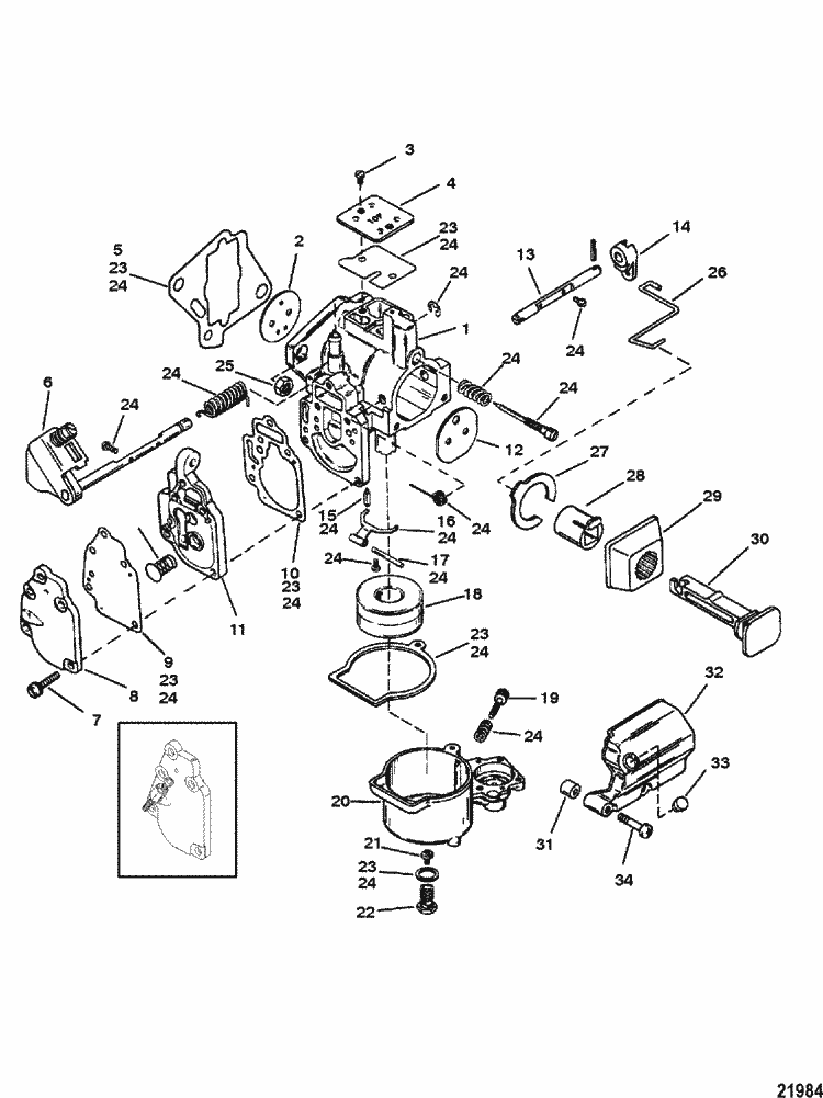 Mercury Marine 15 HP SeaPro Carburetor Parts