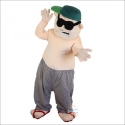 Bad Guy Man Wearing Glasses Cartoon Mascot Costume