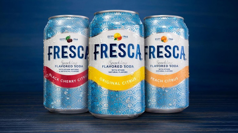 Fresca cans in various flavors, lined up