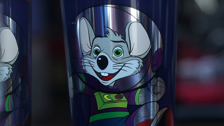 Chuck E. Cheese logo on cup