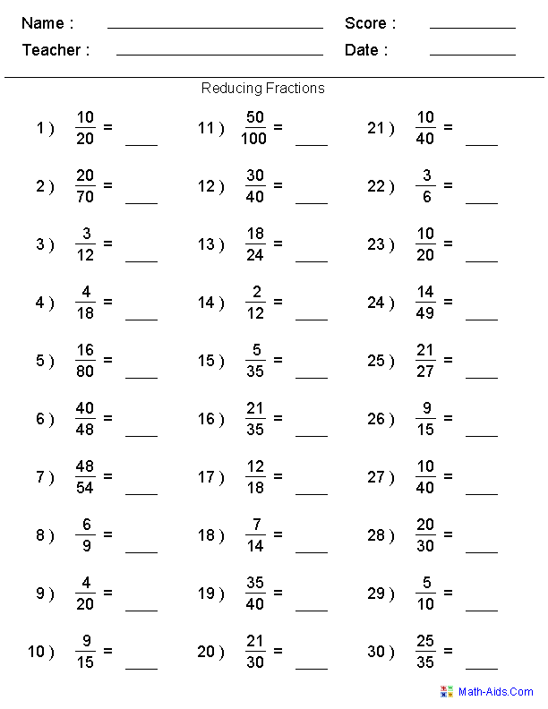 Fractions Worksheets | Printable Fractions Worksheets for Teachers