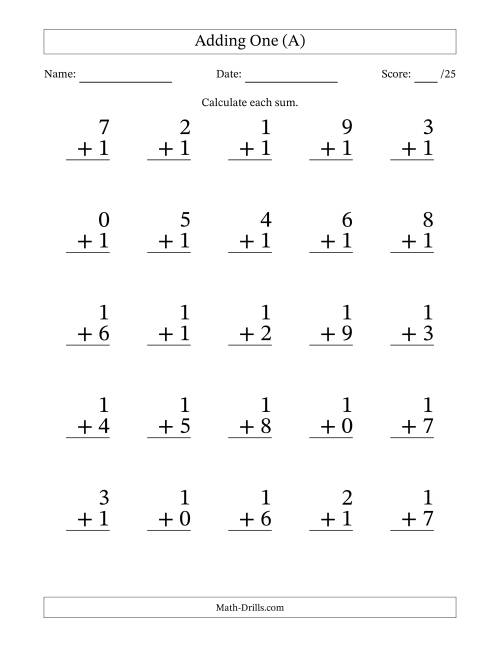 25 Adding Ones Questions (A)