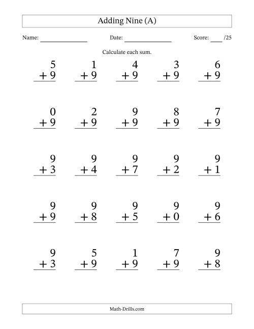 25 Adding Nines Questions (A)