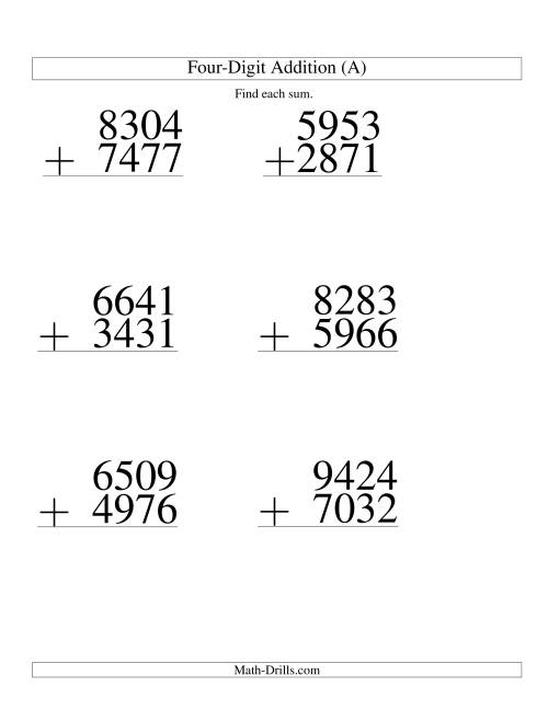 Addition Worksheets 4 Digits