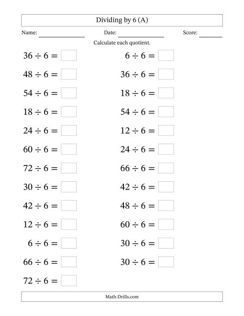 Horizontally Arranged Dividing by 6 with Quotients 1 to 12 (25 ...