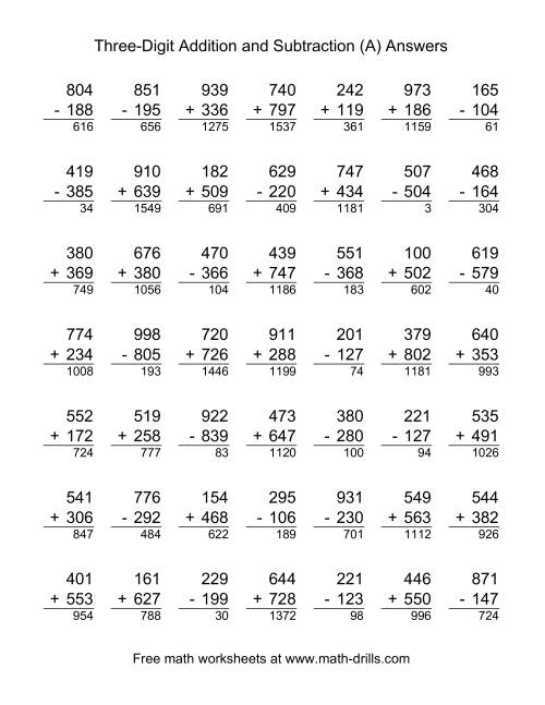 Subtraction Worksheets 3 Digit Numbers