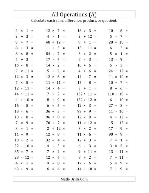 Mixed Operations Worksheet