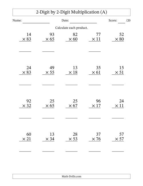 Double Digit Multiplication Worksheet Puzzle