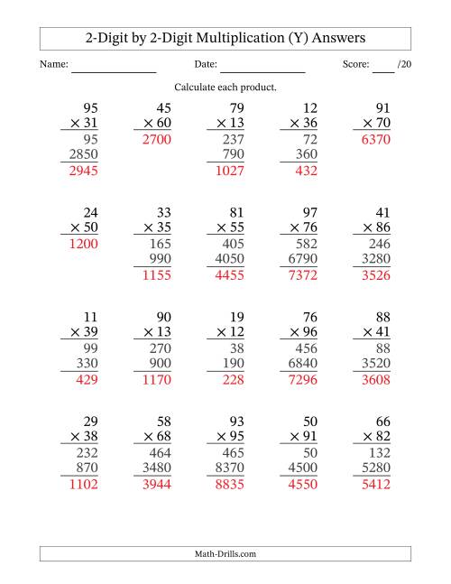 Multiplying Double Digit Numbers Worksheet