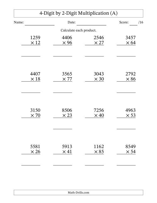 Multiplication Of 4 Digit By 2 Digit