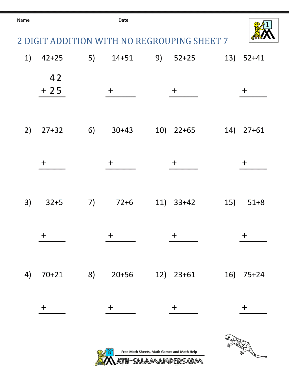 2 Digit Addition Without Regrouping 8B1