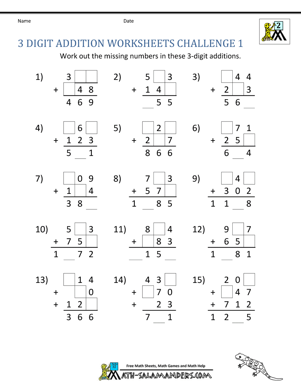 Three Digit Subtraction