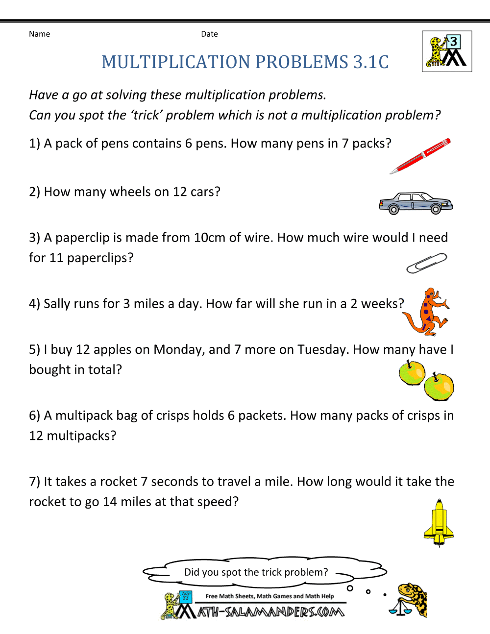 multiplication word problem worksheets 3rd grade