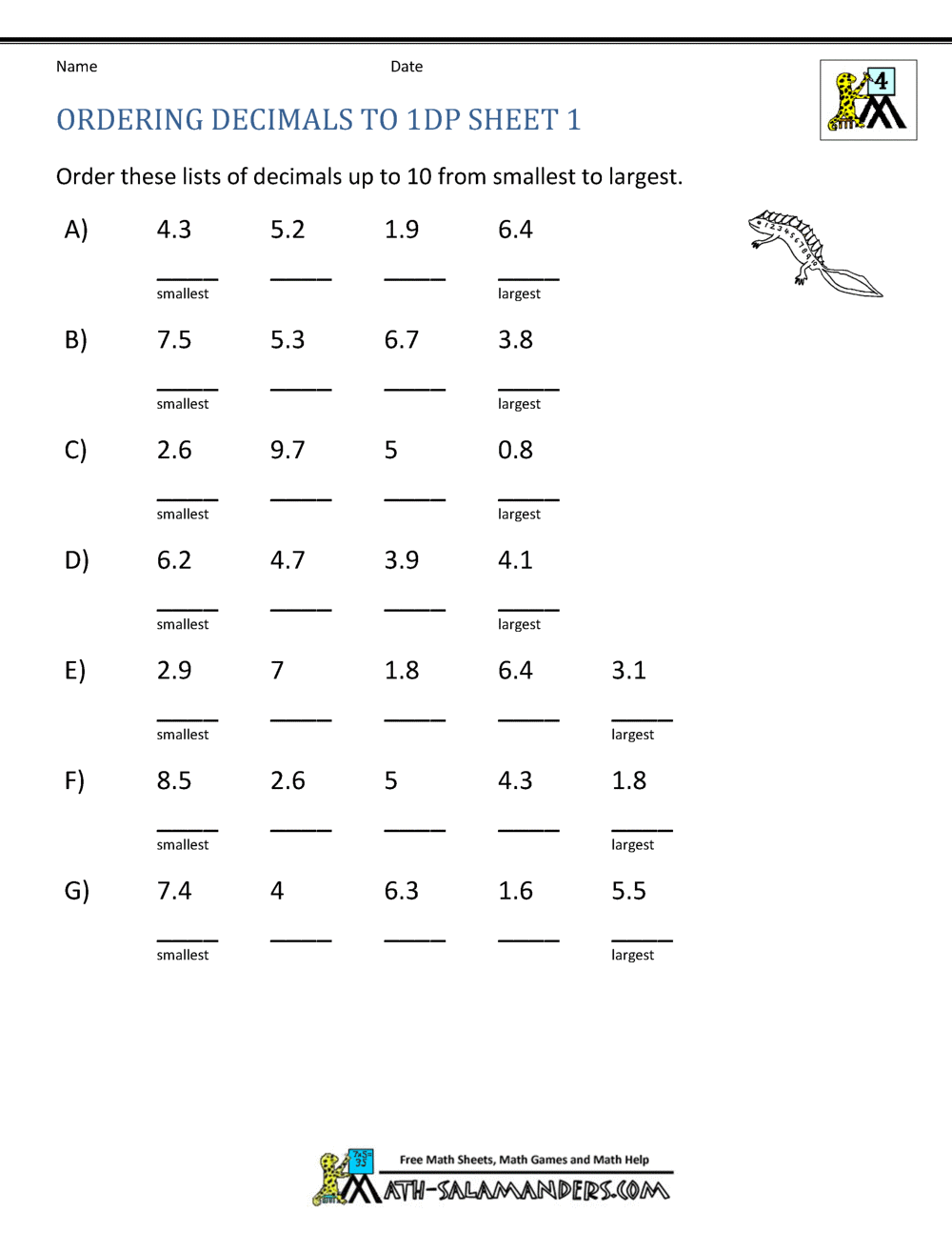 Printable Math Worksheets 4th Grade - Customize and Print