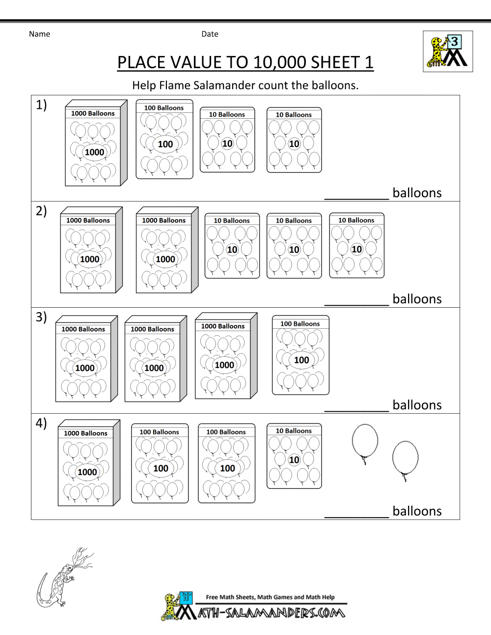 Free Printable Place Value Worksheets