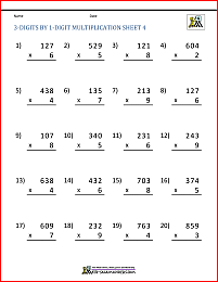 Math Multiplication Worksheets 4th Grade