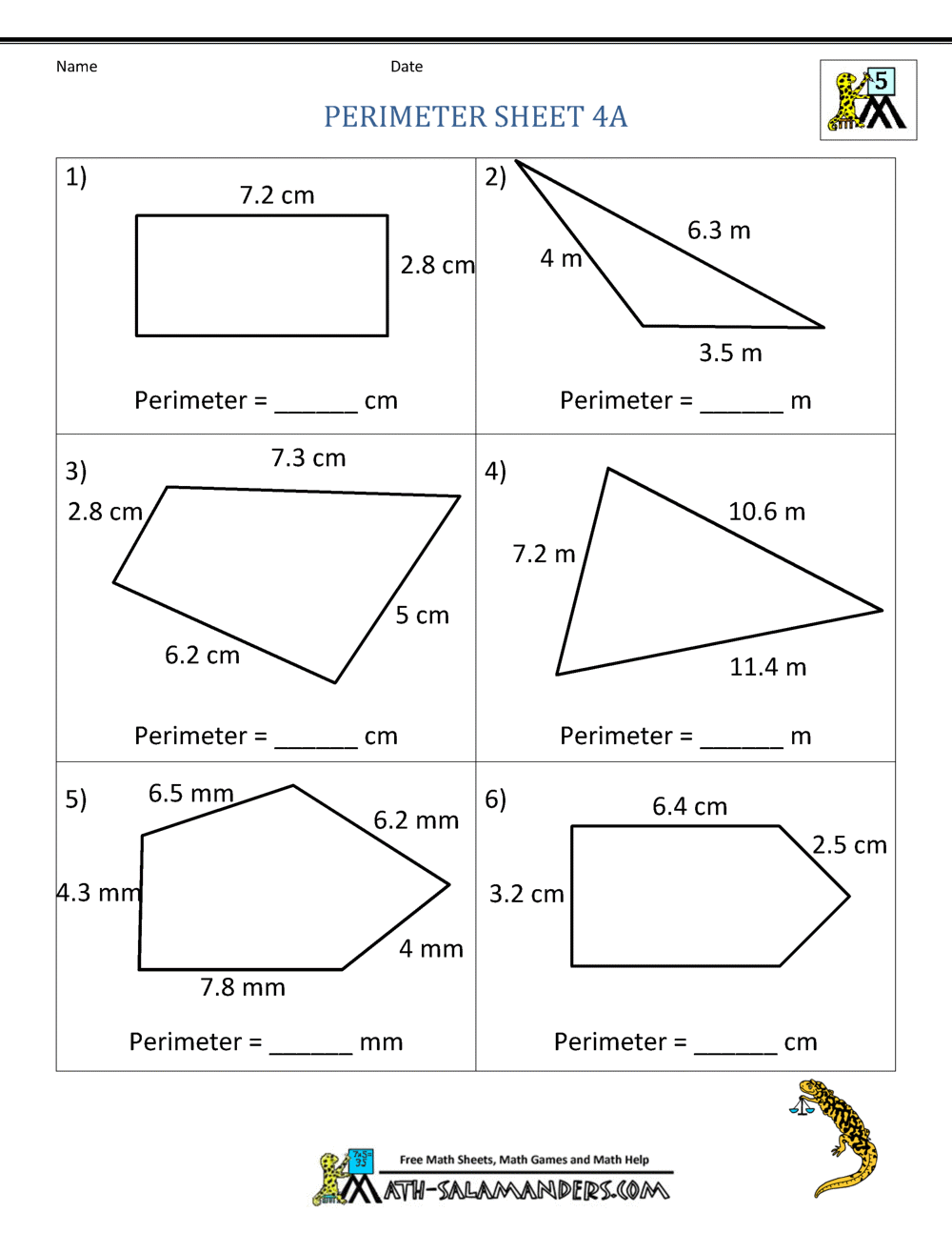 Perimeter Worksheets Printable