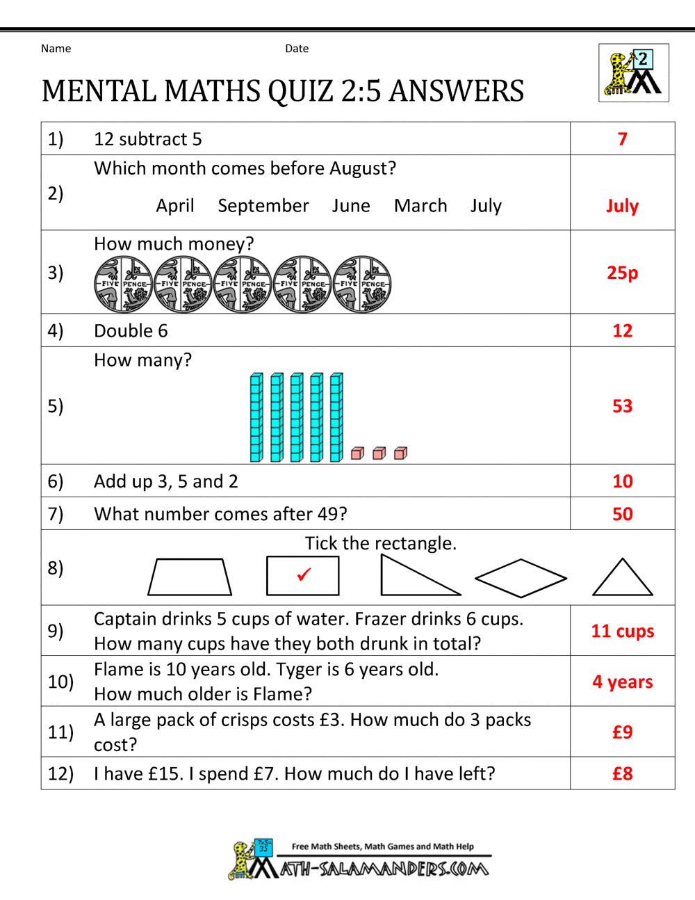 Printable Mental Maths Year 2 Worksheets 10 Year 4 Ma - vrogue.co