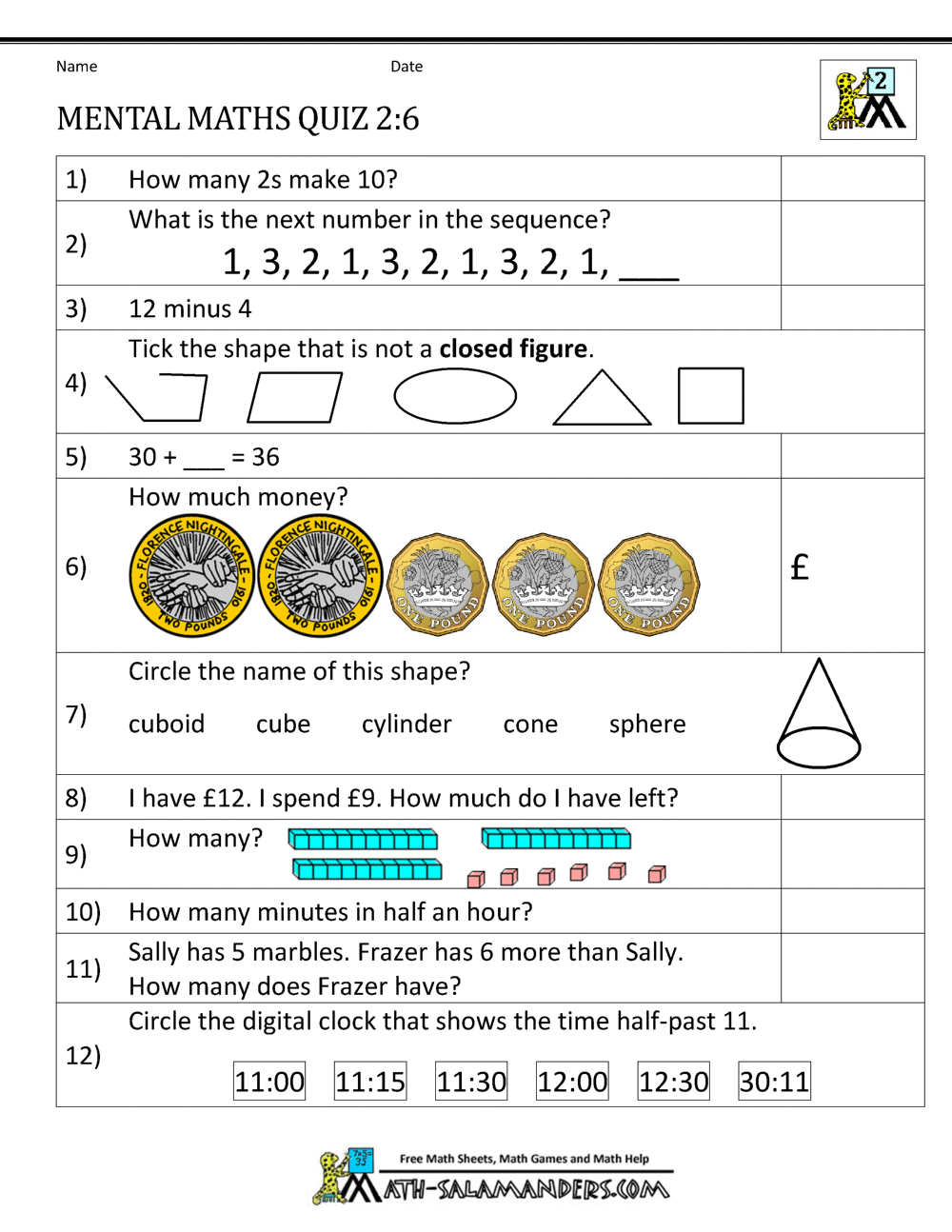 Year Math Worksheets Free Activity Shelter Printable Mental Maths 975 ...