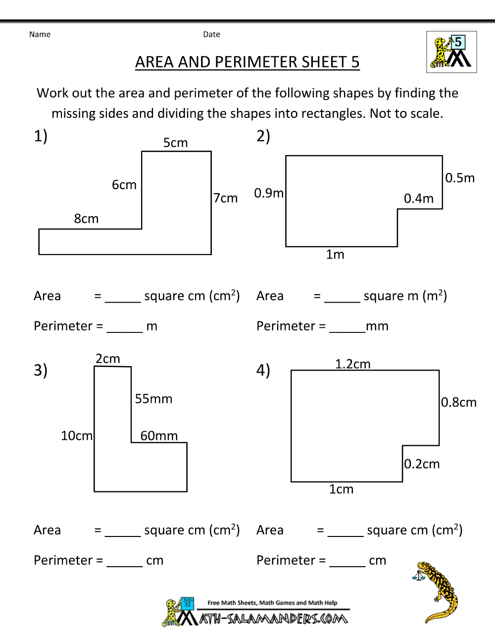 Perimeter Of Composite Shapes Worksheet - Printable Word Searches