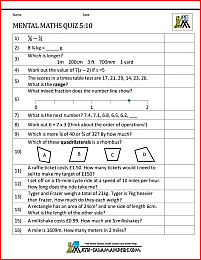 Mental Maths Practise Year 5 Worksheets