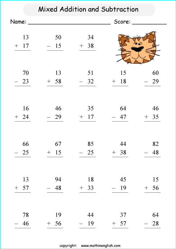 Printable primary math worksheet for math grades 1 to 6 based on the ...