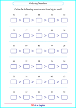 Comparing numbers and ordering numbers printable math worksheets for ...