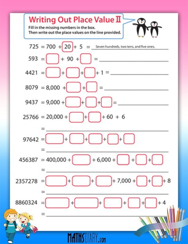 Identifying Place Value Worksheets Grade 1