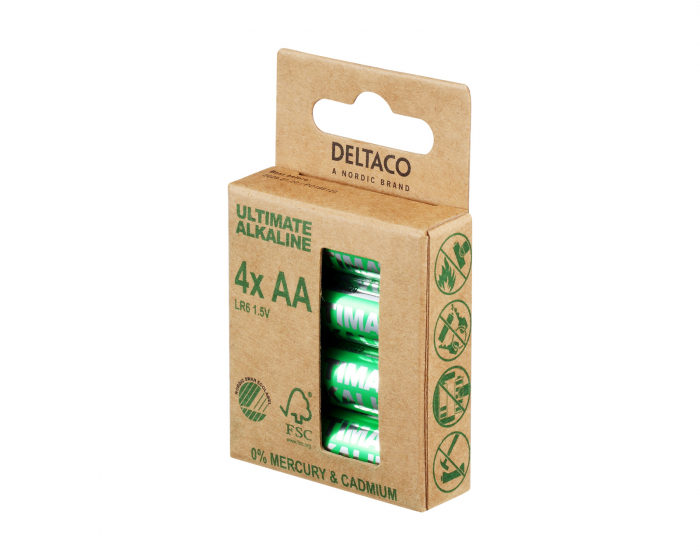 Deltaco Ultimate Alkaline AA-battery, 4-pack