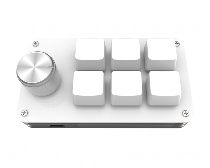 MaxCustom 6-Key RGB Mini Mechanical Keypad with Knob - White