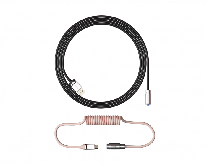 Akko Custom Coiled Aviator USB-C Cable V2 - Black & Pink