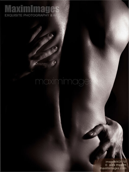 Woman hands on nude man back artistic nude body parts Stock Image MXI28753 © Alex Maxim / MaximImages