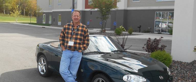 Joe Schlueter with his Mazda MX-5 Miata 