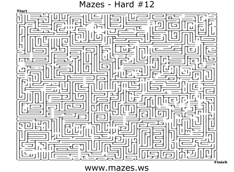 Hard Printable Mazes