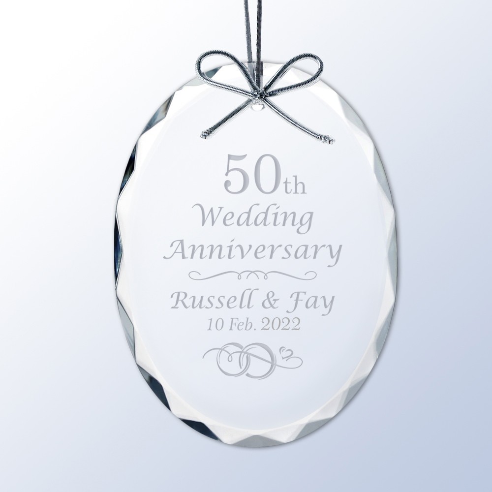 Personalized Wedding Anniversary Crystal Christmas Ornament