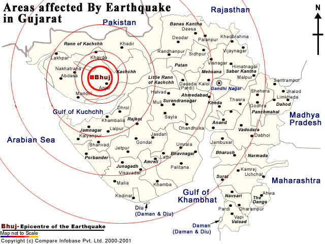 map of epicenter and affected areas