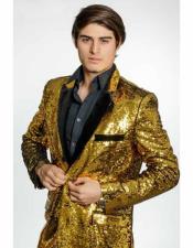   Alberto Nardoni Brand Mens Gold  Velvet Lapel 2 Button Cheap