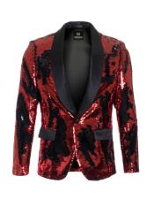   Mens Red ~ Black high fashion sequin Cheap Priced Blazer Jacket