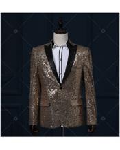   Gold / Yellow & Black Real Sequin With Black Tuxedo Dinner