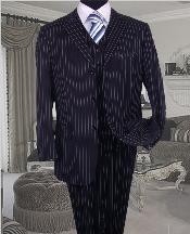  Mens Three Piece Suit - Vested Suit Navy Bold Chalk Pronounce 3