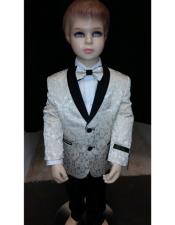  Kids Children Boys Tuxedo Paisley Two toned Cream Blazer Looking Perfect for