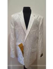  Shiny white Mens Floral Sportcoat ~ Fashion Blazer Dinner Jacket Tuxedo Looking