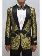   Alberto Nardoni Brand Mens Gold & Black Mens Prom Blazer Fashion