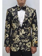  Mens  Flap Two Front Pockets Fashion Gold & Black Sport Coat