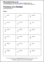 Fractions of a Number Worksheets - Free Printable PDF