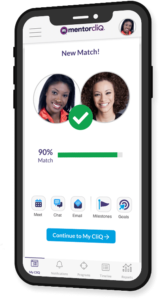Image of mentor matching software on iPhone